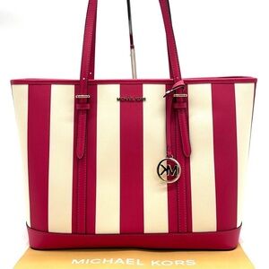 Michael Kors Large Jet Set Travel TZ Shoulder Tote Bag Electric Pink Multi